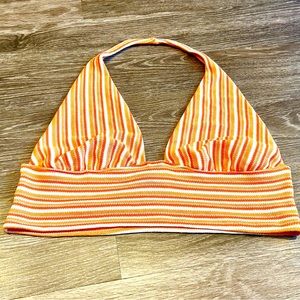 🆕 H&M Orange Striped Halterneck Crop Top (NWOT)